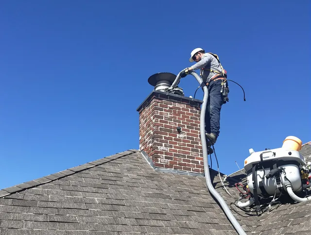Dedicated Killingly Chimney Sweep team member cleaning a chimney in Killingly, CT