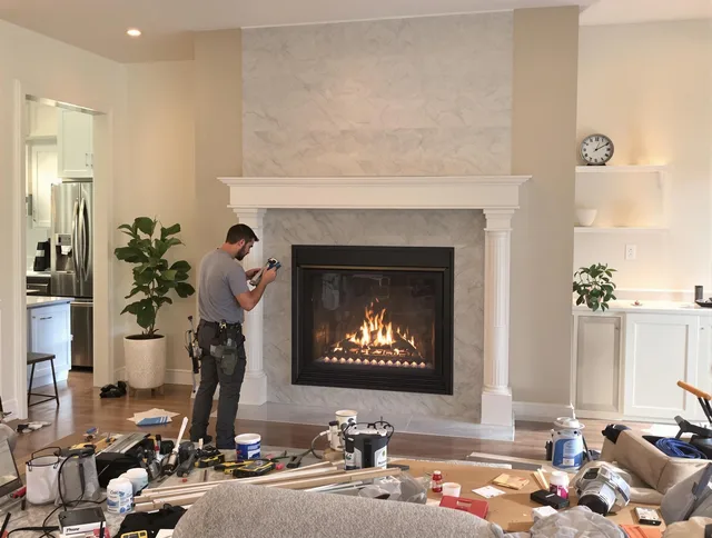Newly installed fireplace by Killingly Chimney Sweep in Killingly, CT